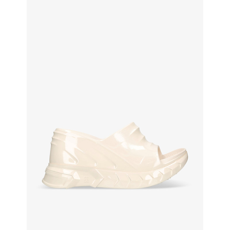 Givenchy Womens White Marshmallow Rubber Wedge Sandals