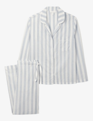 THE WHITE COMPANY: Stripe-print regular-fit cotton and linen-blend pyjamas