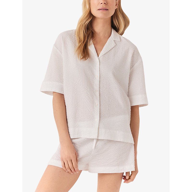 Shop The White Company Women's White Relaxed-fit Short-sleeve Seersucker Cotton Pyjama Set