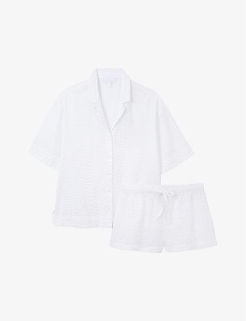 THE WHITE COMPANY: Relaxed-fit short-sleeve seersucker cotton pyjama set