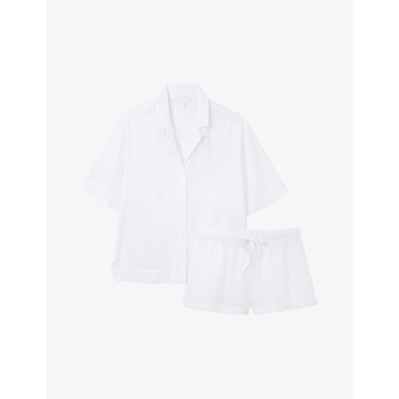 Shop The White Company Relaxed-fit Short-sleeve Seersucker Cotton Pyjama Set In White