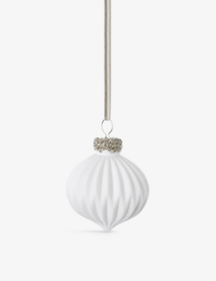 THE WHITE COMPANY: Ribbed ceramic Christmas decoration 6cm