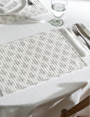 THE WHITE COMPANY: Fairford graphic-print quilted cotton placemats set of two