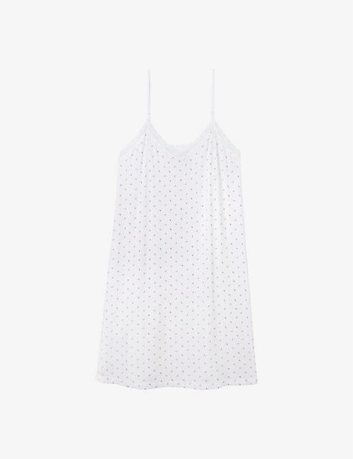THE WHITE COMPANY: Floral-print lace-embroidered stretch-jersey nightie