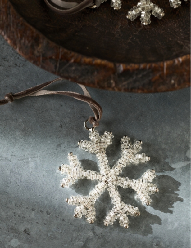 Snowflake beaded Christmas decoration 7cm