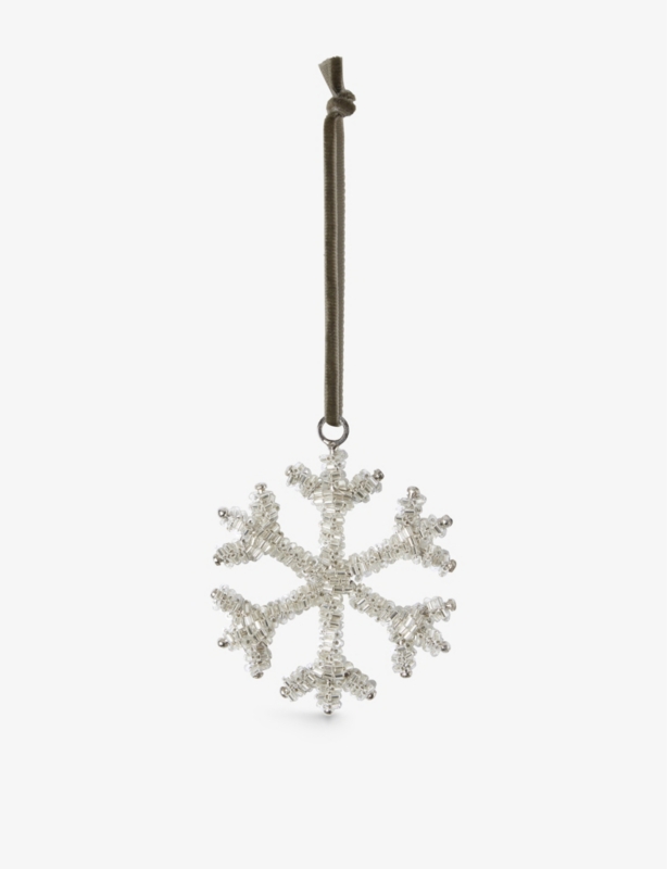 Snowflake beaded Christmas decoration 7cm