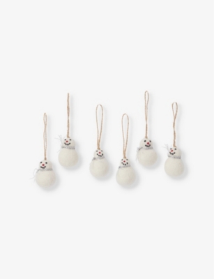 THE WHITE COMPANY: Snowman felted Christmas decorations set of six