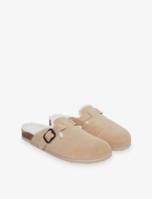 THE WHITE COMPANY: Round-Toe Suede Mule Slippers