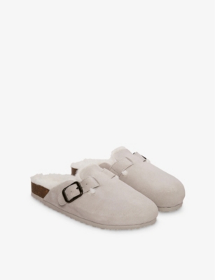 THE WHITE COMPANY: Round-Toe Suede Mule Slippers