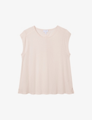 Shop The White Company Women's Pale Pink Round-neck Relaxed-fit Organic-cotton T-shirt