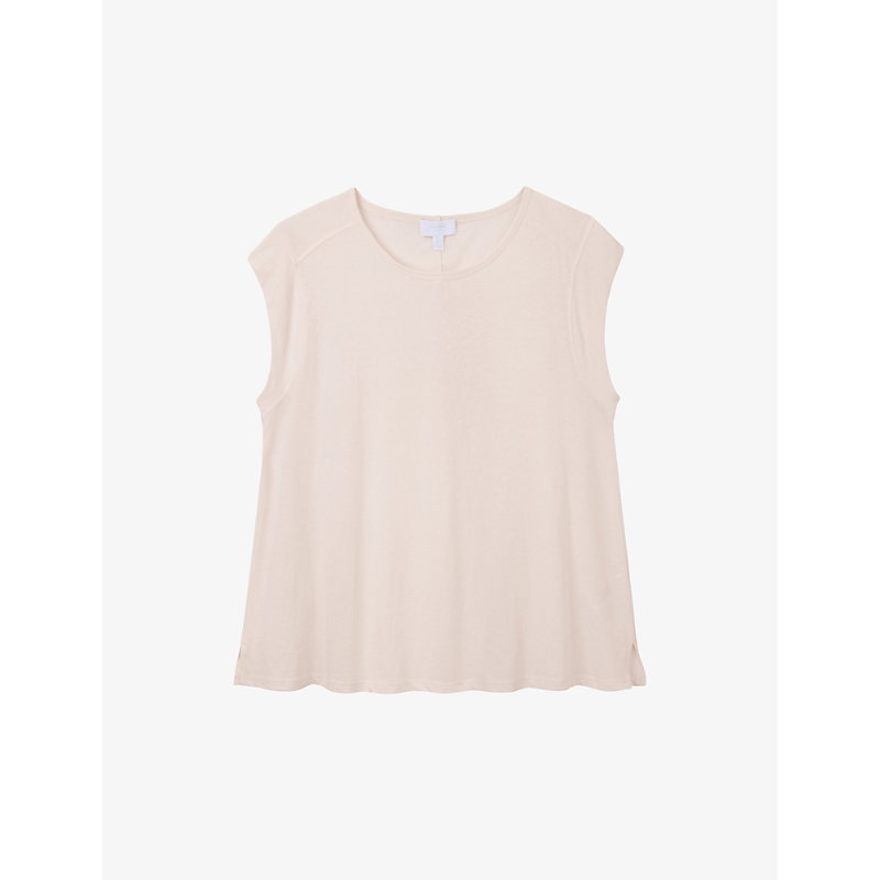 The White Company Womens Pale Pink Round-neck Relaxed-fit Organic-cotton T-shirt