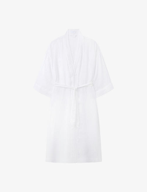 THE WHITE COMPANY: Relaxed-fit cropped-sleeve gauze linen robe