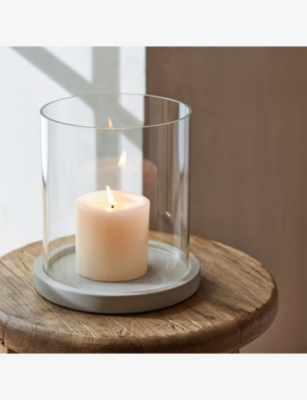 THE WHITE COMPANY: Large Glass Hurricane Candle Holder 18.5cm