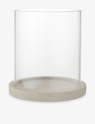 THE WHITE COMPANY: Large Glass Hurricane Candle Holder 18.5cm