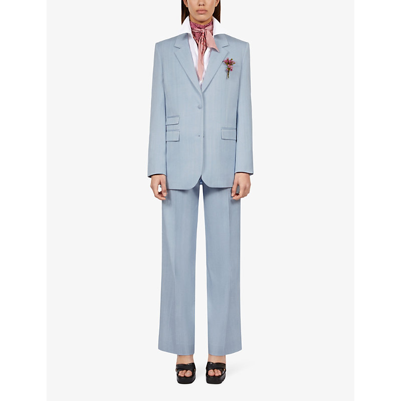 Shop The Kooples Women's Lavender Loose-fit Notched-collar Woven Blazer