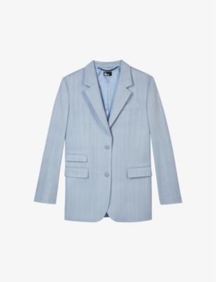 Shop The Kooples Women's Lavender Loose-fit Notched-collar Woven Blazer