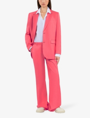 Shop The Kooples Relaxed-fit Single-breasted Cotton-blend Blazer In Retro Pink
