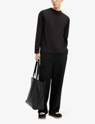 Allsaints Nero Mock Neck Relaxed Fit Sweatshirt In Jet Black