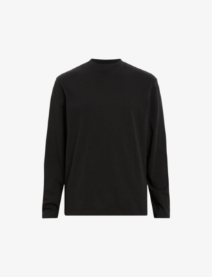 Allsaints Nero Mock Neck Relaxed Fit Sweatshirt In Jet Black
