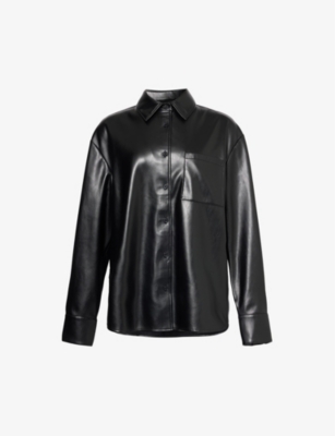 The Frankie Shop Black Chrissie Faux-leather Shirt In Black