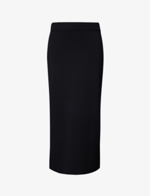 Shop The Frankie Shop Womens Black Solange Stretch-knit Midi Pencil Skirt