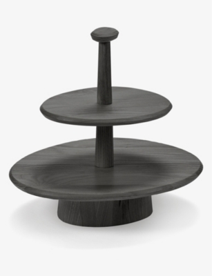 Serax Black Kelly Wearstler Dune Porcelain Two-tier Cake Stand 41cm In Black