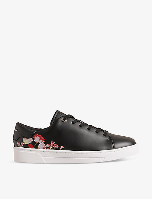 TED BAKER: Arlita floral-print leather low-top trainers