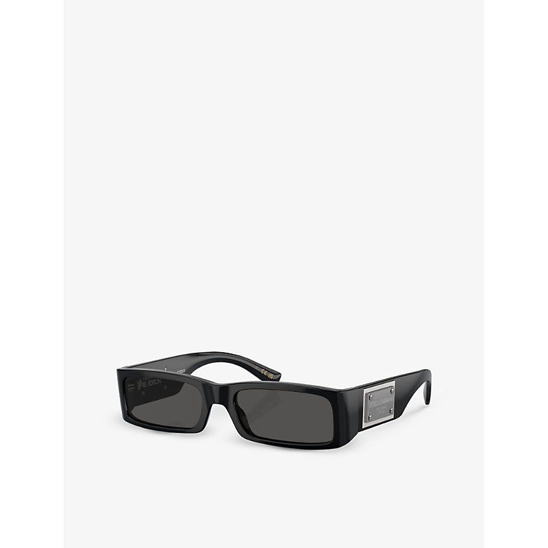 Shop Dolce & Gabbana Women's Black 0dg4444 Rectangle-frame Acetate Sunglasses
