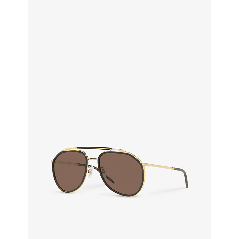 Shop Dolce & Gabbana Women's Gold Dg2277 Pilot-frame Metal Sunglasses