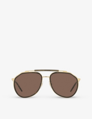 DOLCE & GABBANA: DG2277 pilot-frame metal sunglasses