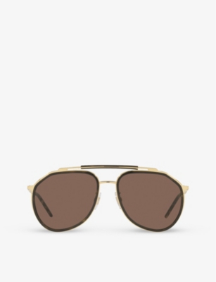 Shop Dolce & Gabbana Dg2277 Pilot-frame Metal Sunglasses In Gold