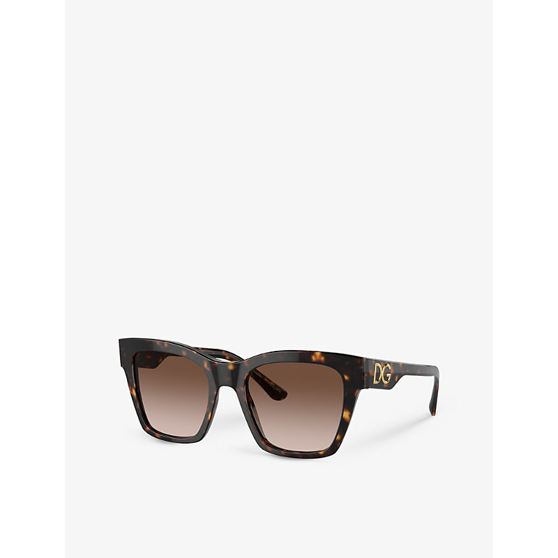 Shop Dolce & Gabbana Women's Black 0dg4384 Sqaure-frame Acetate Sunglasses
