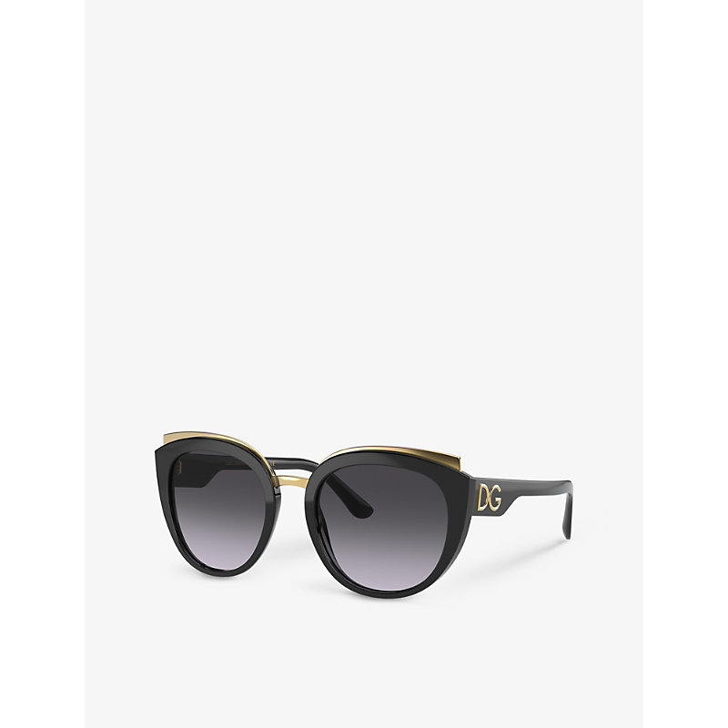 Shop Dolce & Gabbana Women's Black 0dg4383 Butterfly-frame Acetate Sunglasses