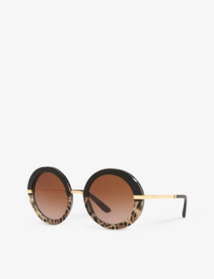Shop Dolce & Gabbana Women's Gold 0dg4393 Round-frame Acetate Sunglasses