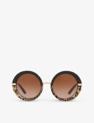 Shop Dolce & Gabbana Women's Gold 0dg4393 Round-frame Acetate Sunglasses