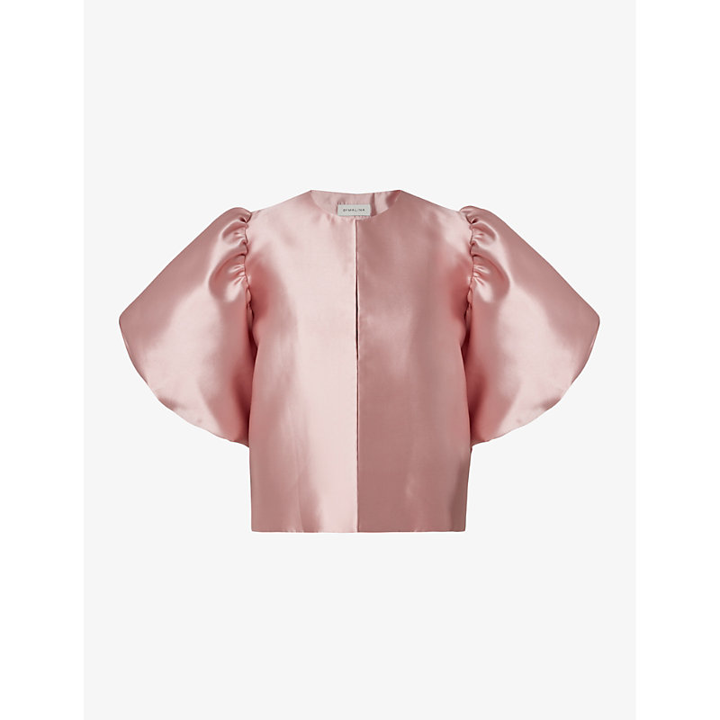 Shop By Malina Malina Women's Blush Cleo Round-neck Puff-sleeve Woven Blouse