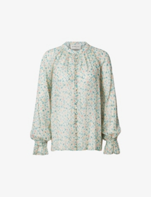 MALINA: Celine floral-print relaxed-fit woven blouse