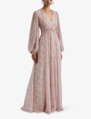 MALINA: Lamia V-neck floral-print woven maxi dress