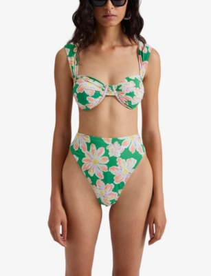 Malina Womens Green Lily Sirine Floral-print Underwired Bikini Top In Green Lily