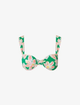 Malina Womens Green Lily Sirine Floral-print Underwired Bikini Top In Green Lily