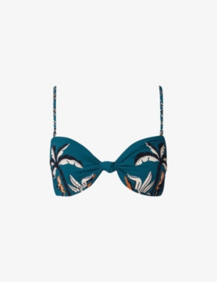 MALINA: Lottie graphic-print bandeau bikini top