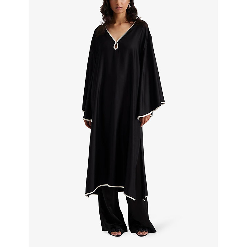 Shop By Malina Briony Cut-out Wide-sleeve Woven Midi Dress In Black