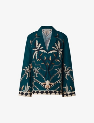 Shop By Malina Malina Womens Desert Palm Ilse Graphic-print Wide-fit Linen-blend Shirt