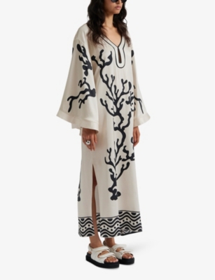 Shop By Malina Malina Women's Reef Manon Graphic-print Wide-sleeve Satin Maxi Dress