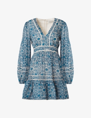 By Malina Womens Coastal Florals Ariella V-neck Floral-print Woven Mini Dress In Coastal Florals