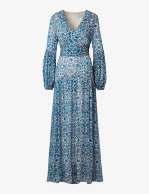 By Malina Womens Coastal Florals Alicia Floral-print V-neck Woven Maxi Dress In Coastal Florals