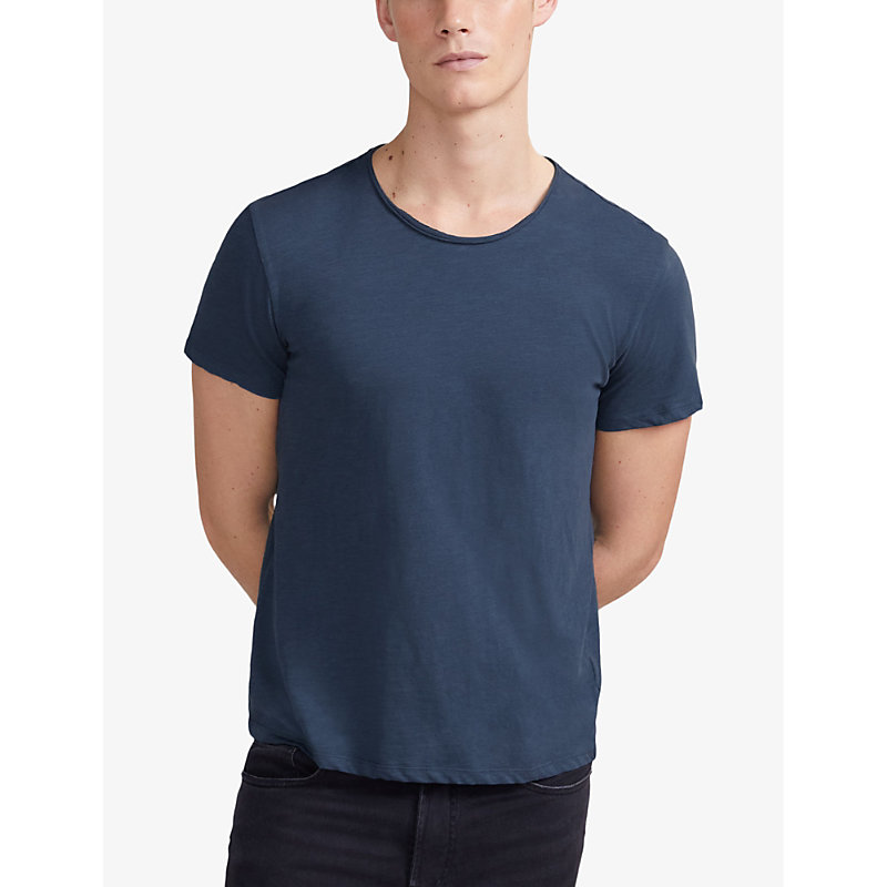 Shop Ikks Mens Slate Round-neck Short-sleeve Cotton T-shirt