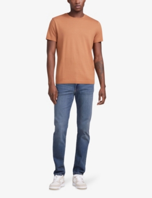 Shop Ikks Men's Cogc Round-neck Short-sleeve Modal-blend T-shirt In Cognac