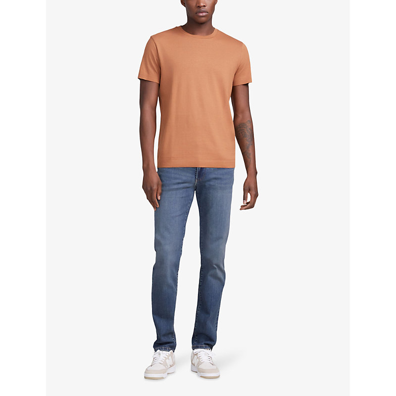 Shop Ikks Mens Cognac Round-neck Short-sleeve Modal-blend T-shirt