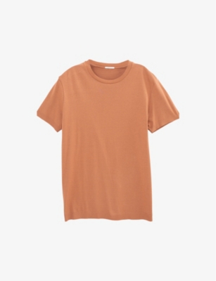 Ikks Mens Cognac Round-neck Short-sleeve Modal-blend T-shirt